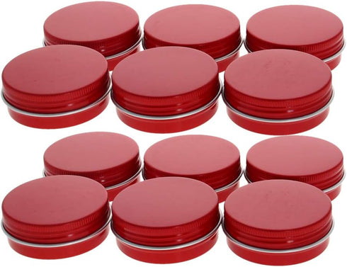 Othmro 12pcs 1oz Metal Round Tins Aluminum Tin Cans Containers with Screw Lid, 50 * 20mm(DxH) Red tin cans for Salve, Spices, Lip Balm, Tea or Can...
