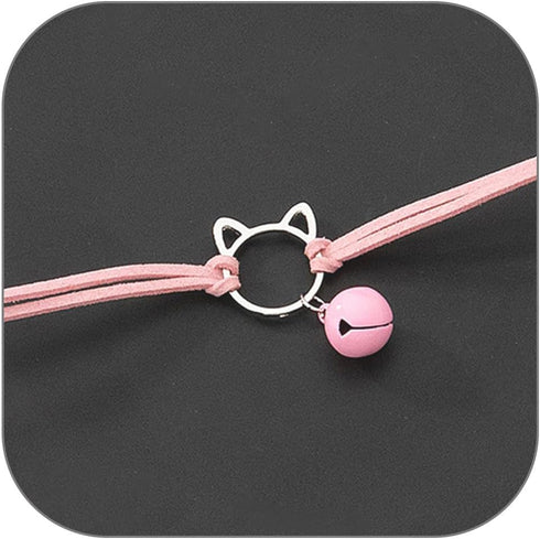 Gothic Hollow Cat Choker Necklace for Women - Double Layer Velvet Choker with Bell Pendant...
