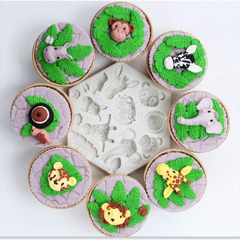 JeVenis Set of 5 Jungle Safari Animal Cake Mold Jungle Safari Animal Cupcake Decoration Jungle Animals Cookie Cutters Jungle Safari Animal Cake De...