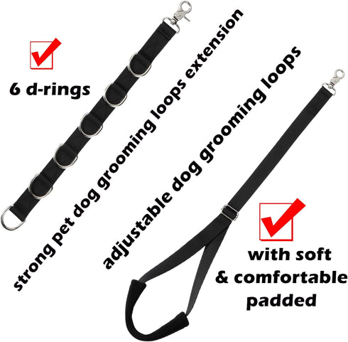 Dog Grooming Loops Dog Grooming Supplies Dog Grooming Belly Straps Pet Dog Groomer Extension Straps for Pet Dog Grooming Table Grooming Arm (Black...