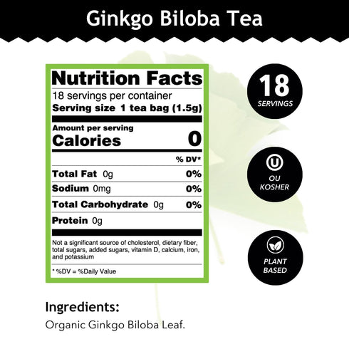 Buddha Teas - Ginkgo Biloba - Organic Herbal Tea - For Cognitive Balance & Overall Health - With Vitamin C - Energizing Blend - Caffeine Free - 10...