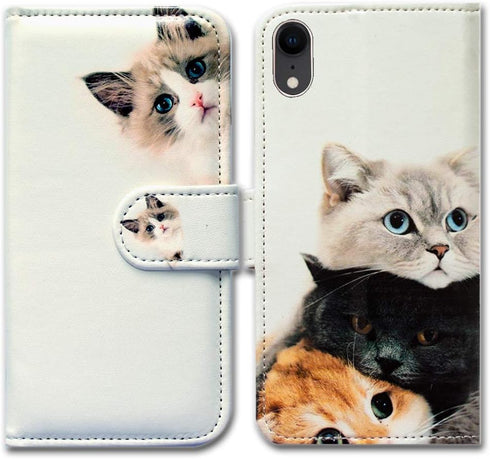 Bcov iPhone XR Wallet Case, Cute Brown Cat Leather Flip Wallet Case Cover with Card Slot Holder Kickstand for iPhone XR...