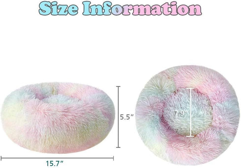 otoez Kitten Puppy Bed Extra Small XS Round Dog Cat Beds Anti Anxiety Plush Pet Calming Donut Bed with Non-Slip Waterproof Bottom, Washable (15.7"...