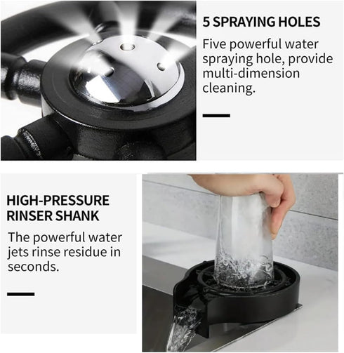 Glass Rinser for Kitchen Sink - Quick Faucet Cup Washer for Sink with Complete Kit, Ideal Cleaner for Cups, Baby Bottles, Kitchenware and Bar Glas...