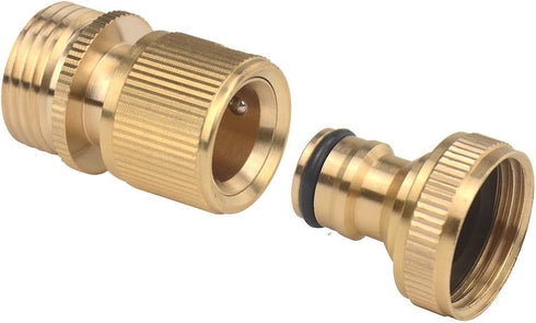 Set of Brass Male and Female 3/4 Inch Water Hose Quick Connect Fitting Garden Quick Release Hose Connector...