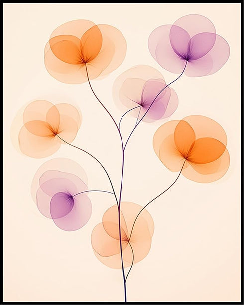 Posterizer 1 pcs-minimalist dainty flowers in orange and purple art 4-Abstract & Modern Art-Floral & Botanical Art-Chic Home Decor- unframed wall ...