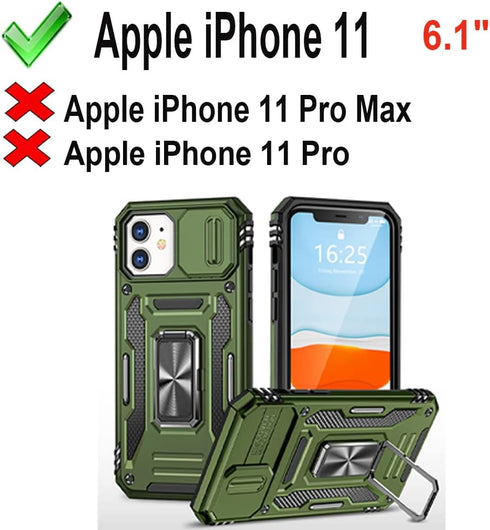 PASNEW for iPhone 11 Case with Lens Protection,360° Rotate Manetic Ring Kickstand Camera Cover Military Full Body Shockproof Shell Protection Case...