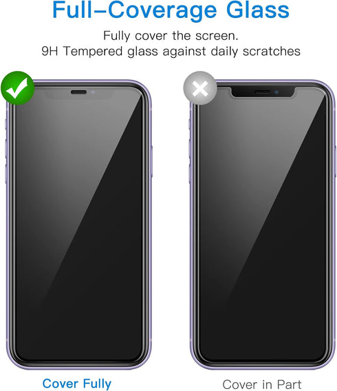 JETech One Touch Install Screen Protector for iPhone 11/XR 6.1-Inch, Full Coverage Tempered Glass Film, Auto Alignment Tool Kit, HD Clear, 2-Pack....