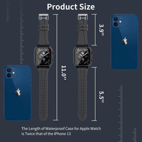 for Waterproof Apple Watch Band with Case 44mm 40mm 45mm 42mm 41mm 38mm, IP68 Water proof Case with Screen Protector, Full Body Rugged Bumper for ...