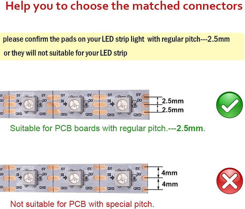 3 Pin LED Strip Connector Kit, Include LED Corner Connector, Unwired Gapless and T Shape Connector,Strip to Strip and Strip to Controller Jumper f...