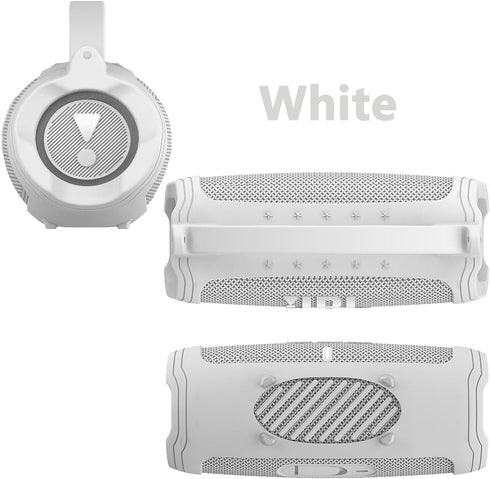 Silicone Cover Case for JBL Charge 5 Portable Bluetooth Speaker, Protective Skin Case for JBL Charge 5 Portable Bluetooth Speaker Accessories(Whit...