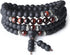COAI Tibetan 108 Mala Beads Red Tiger Eye Matte Onyx Stone Wrap Bracelet Necklace...