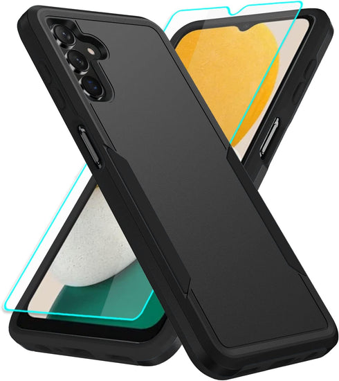 Aozuoton Galaxy A13 5G Case with Screen Protector, Full Body Protection Durable Rubber Cover Phone Case for Samsung, Black...