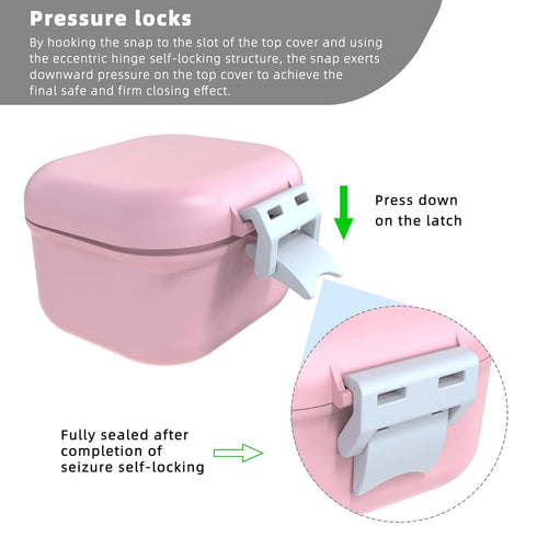 ARGOMAX Leak Proof Denture Bath Cup, Portable Soaking Denture Box, Denture Bath Case with Strainer, for Dentures and Braces (Pink + White)....