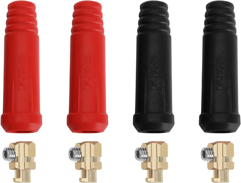 4Pcs DKJ10-25 TIG Welding Cable Panel Connector Plug Connector Socket Set 200Amp Dinse Quick Fitting for TIG Welding and Plasma Cutter Machine Red...