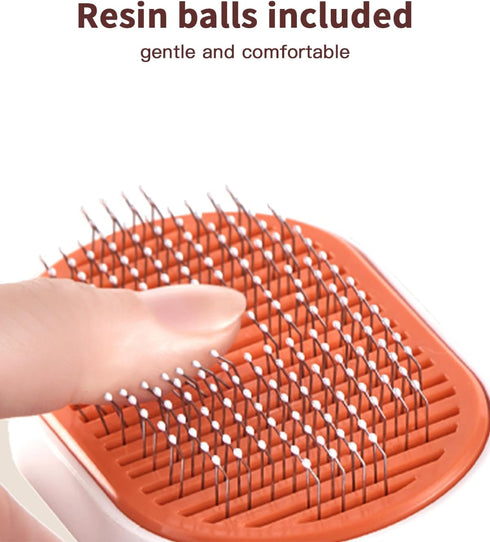 Self Cleaning Slicker Brush for pet, Dog Hair Grooming Brush with Release Button, Indoor Cat Hair Shedding Tool, Stainless Steel Bristle Soft Rubb...