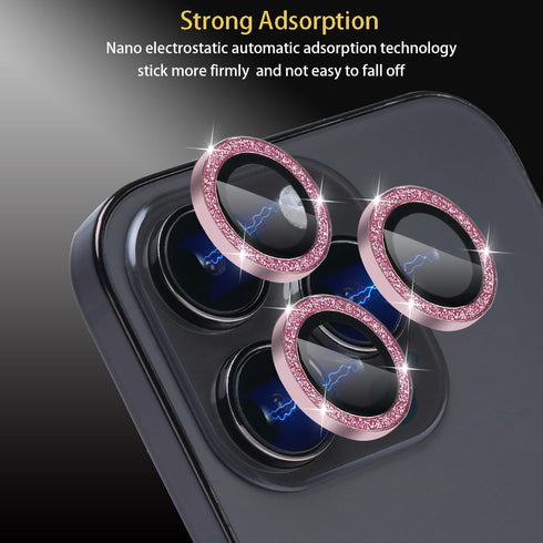 Camera Lens Protector for iPhone 15 Pro & iPhone 15 Pro Max, Tempered Glass Lens Protector Aluminum Alloy Ring Camera Cover Fits for iPhone 15 Pro...