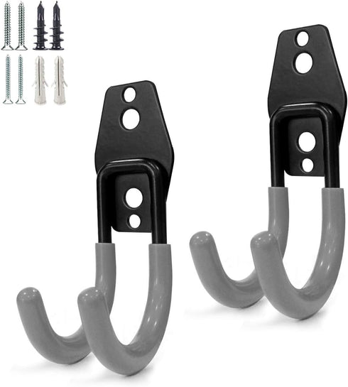 2 Pack Garage Storage Utility Hooks?Garage Garden Tool Organizer?Steel Wall Mount Hooks, Garden Small U Hooks (Black) (Type O-Gray)...