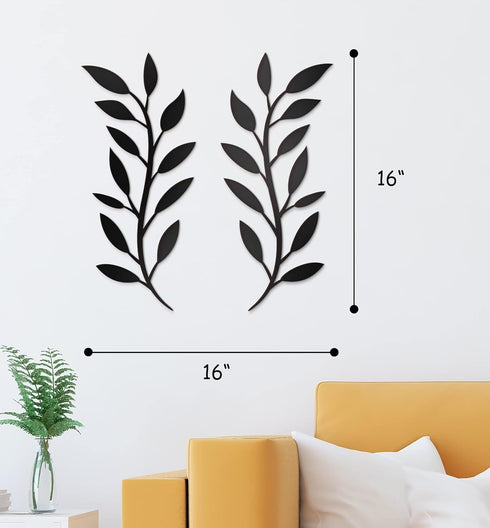 Vivegate Scroll Olive Branch Leaf Metal Wall Decor - 16"X16" 2 Black Wrought Iron Scroll Vine Art Metal Wall Farmhouse Signs For Hanging Above Doo...