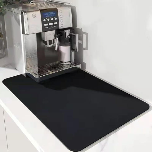 Dish Drying Mat Coffee Mat Drying Pad Hide Stain Absorbent with Rubber Backed for Kitchen Counter,Coffee Machine Dish Rack (Black, 12"x20")...