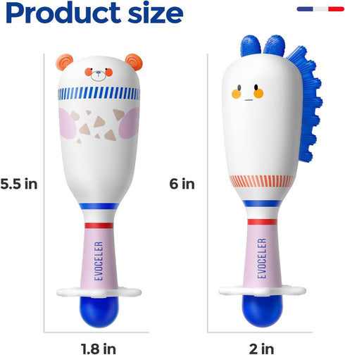 Evoceler Baby Rattles Shaker Toy, 2 Pack Musical Instruments, Soft Silicone Rattle Toys, Perfect Size for Grasp and Shake,Dinosaur & Bear Toy for ...