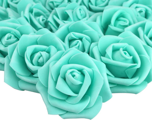 3 x 1.6 x 3 inches 100pcs DIY Real Touch 3D Artificial Foam Rose Head Without Stem for Wedding Party Home Decoration (100pcs, Tiffany)...