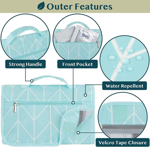 PAVILIA Hanging Toiletry Bag Women Men, Travel Kit Foldable Toiletries Organizer, Roll up Cosmetics Makeup Bag Accessories, Waterproof Essentials ...