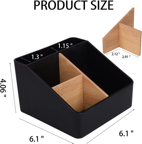 Toothbrush Holder for Bathrooms, 4 Slots Tooth Brush Holder with Detachable Bamboo Dividers, Countertop Organizer for Electric Toothbrushes, Tooth...