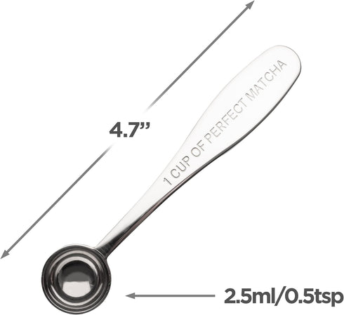 Matcha Measuring Spoon | One Cup of Perfect Matcha | Stainless Steel Scoop | Premium High Polish Finish | 1/2 Teaspoon | 1Gram Serving...