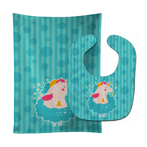 Caroline's Treasures BB7135STBU Unicorn Ballerina Baby Bib & Burp Cloth Easy-Clean Baby Bib Baby Feeding Accessory Baby Mealtime Essential...