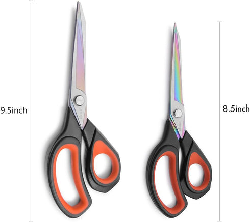 LIVINGO 2 Pack Premium Tailor Scissors Heavy Duty Multi-Purpose Titanium Coating Forged Stainless Steel Sewing Fabric Leather Dressmaking Comfort ...