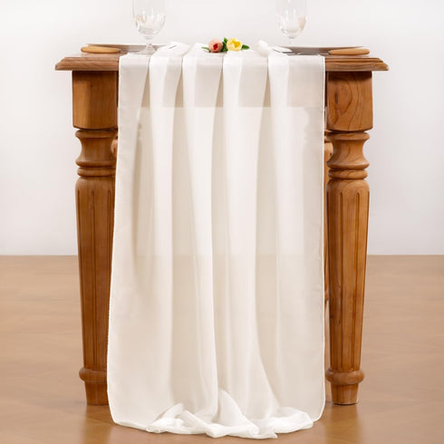Socomi Ivory White Chiffon Table Runner Easter Spring Boho Rustic 10ft 29x120 Inches Wedding Runner Sheer Bridal Shower Decorations...