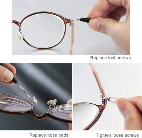 bayite Eyeglass Repair Kit Sunglass Glasses Repair Kit with Screws Assorted Tweezers Screwdriver Nuts Stainless Steel Screws Tool for Watch 1000Pc...