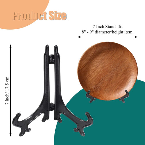 15 Pcs 7 Inch Black Plastic Easels or Stand/Plate Holders, Displays Pictures/Photos, Artworks, Posters, Small Boards...