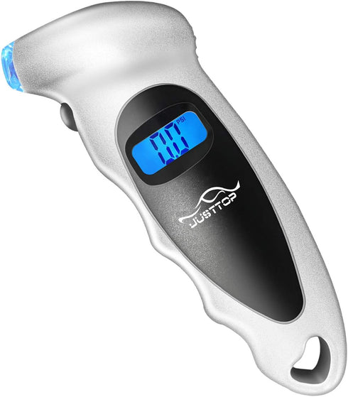 JUSTTOP Digital Tire Pressure Gauge, 150PSI 4 Setting for Cars, Trucks and Bicycles, Backlit LCD and Anti-Skid Grip for Easy and Accurate Reading(...