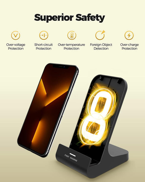Wireless Charger YW YUWISS Wireless Phone Charger Stand 10W Max Compatible with Apple iPhone 14 13 12/12 Pro Max/ 11Pro/11Pro Max/XR/XS Max/XS/X/8...