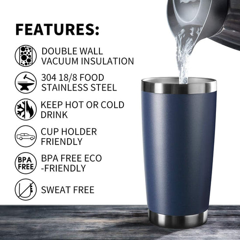 20oz Tumbler Bulk Stainless Steel Vacuum Insulated Tumblers with Lid Double Wall Travel Mug, Durable Powder Coated Coffee Cup, Suitable for Ice Dr...