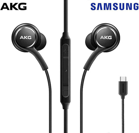 Type C Headphone Earbuds for Samsung Galaxy A53, S21, Galaxy S22, S22 Ultra, Galaxy S20 FE - Designed by AKG - Braided Cable with Microphone and V...