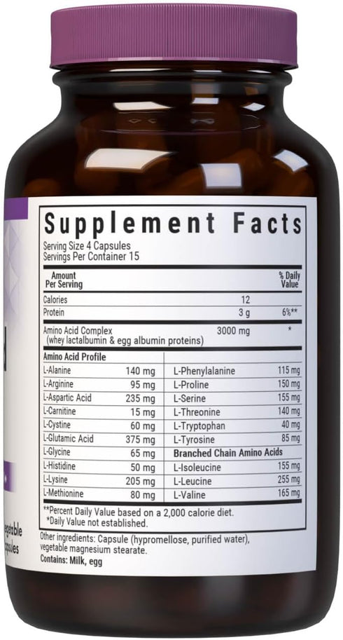 Bluebonnet Nutrition Amino Acid 750mg, High Potency, for Muscle Health*, Soy-Free, Gluten-Free, Non-GMO, Kosher Dairy, White 60 Vegetable Capsules...