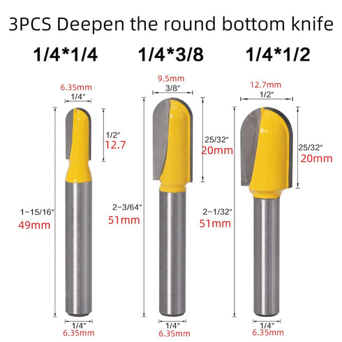 6PCS 1/4 Shank Carbide Rounf Nose Bit 90 Degree V-Groove Bit Suit 3D CNC Signmaking Lettering Engraving Router planing Head Wood Cutter Woodworkin...