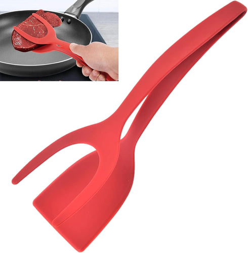 2 in 1 Grip and Flip Spatula Tongs Egg Flipper Tong Fried Egg Double Spatula, Non-Stick Food Clip Egg Turner Pancake Fish French Toast Omelet Maki...