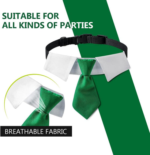 Dog Collar, Soft Polyester Dog Bow Tie with Metal Buckle for Large, Medium and Small Boys Cat Dog Tie (Medium, Green/White)...