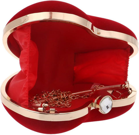 Women Heart Shaped Handbag Mini Clutch Chain Purse Chic Shoulder Bag Evening Tote...