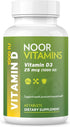 Noor Vitamins Halal Vitamin D, Halal Vitamin D3, 1000 IU Tablets, Supports Bone, Immune & Heart Health, Non-GMO, Gluten Free & Halal (60 Count)...