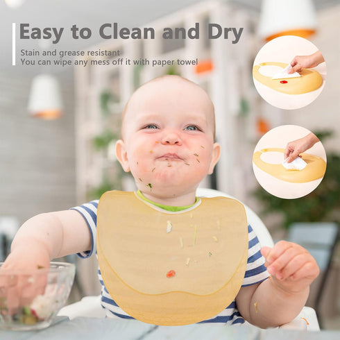 Super Lightweight Silicone Baby Bibs Set of 2, Extra Soft Silicone Feeding Bibs for Babies & Toddlers (6-72 Months), BPA Free, Waterproof, Unisex ...
