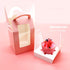 50 Pcs Pink Paper Cupcakes Boxes,Portable Single Individual Cupcake Gift Boxes with Window Inserts Handle for Wedding Candy Boxes (Pink)...