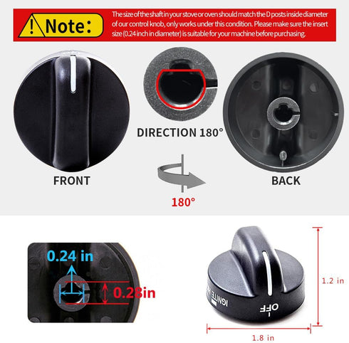 4Pcs 8273103 Gas Range Burner Knob Black Replacement Part Fit for Whirlpool Range Stove, Replaces AP6012363, 8273107, 8273111, ER8273103, Not Univ...