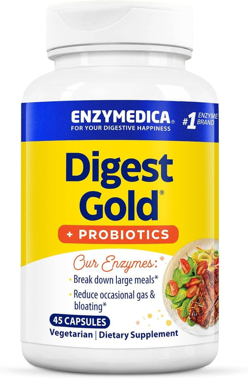 Enzymedica Digest Gold + Probiotics, 2-in-1 Formula for Gut Health, Digestive Enzymes & 1.5 Billion Active Probiotic Cultures, 45 Count...