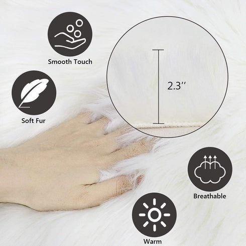 12’’ Small Faux Fur Sheepskin Cushion Soft Plush Area Rug, White Photo Background for Small Product Desktop Photography, Jewelry, Watches, Cosmeti...