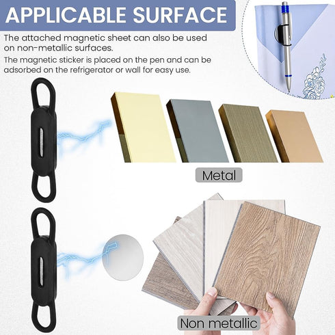 12 Pack Magnetic Pen Pencil Holder with Magnet Sheet,Silicone Magnetic Pen Holder,Flexible Pencil Holder for Refrigerator, Whiteboards,Desk Access...